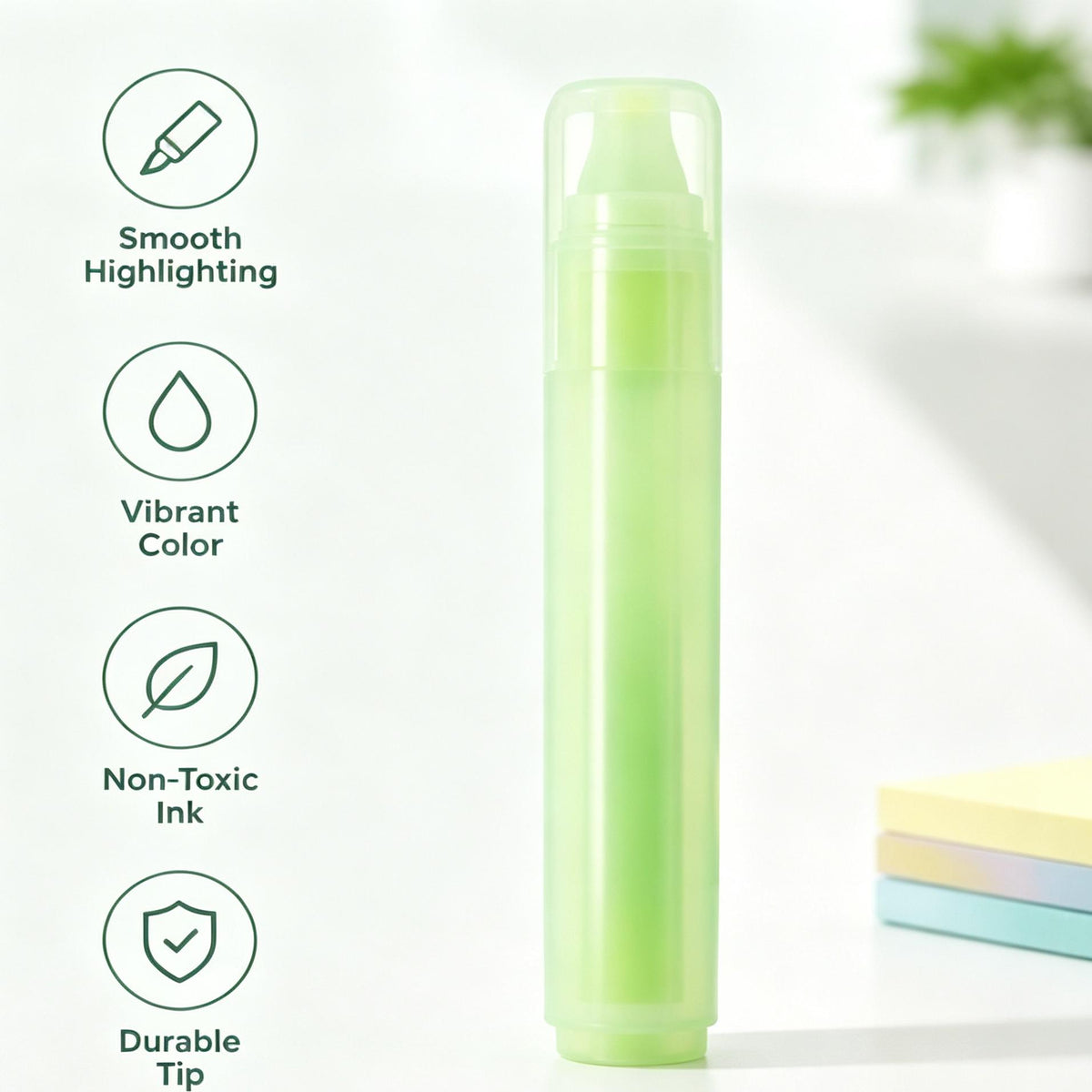 Ethanassociates Pastel Green Chisel Tip Highlighter Pen for Note Marking