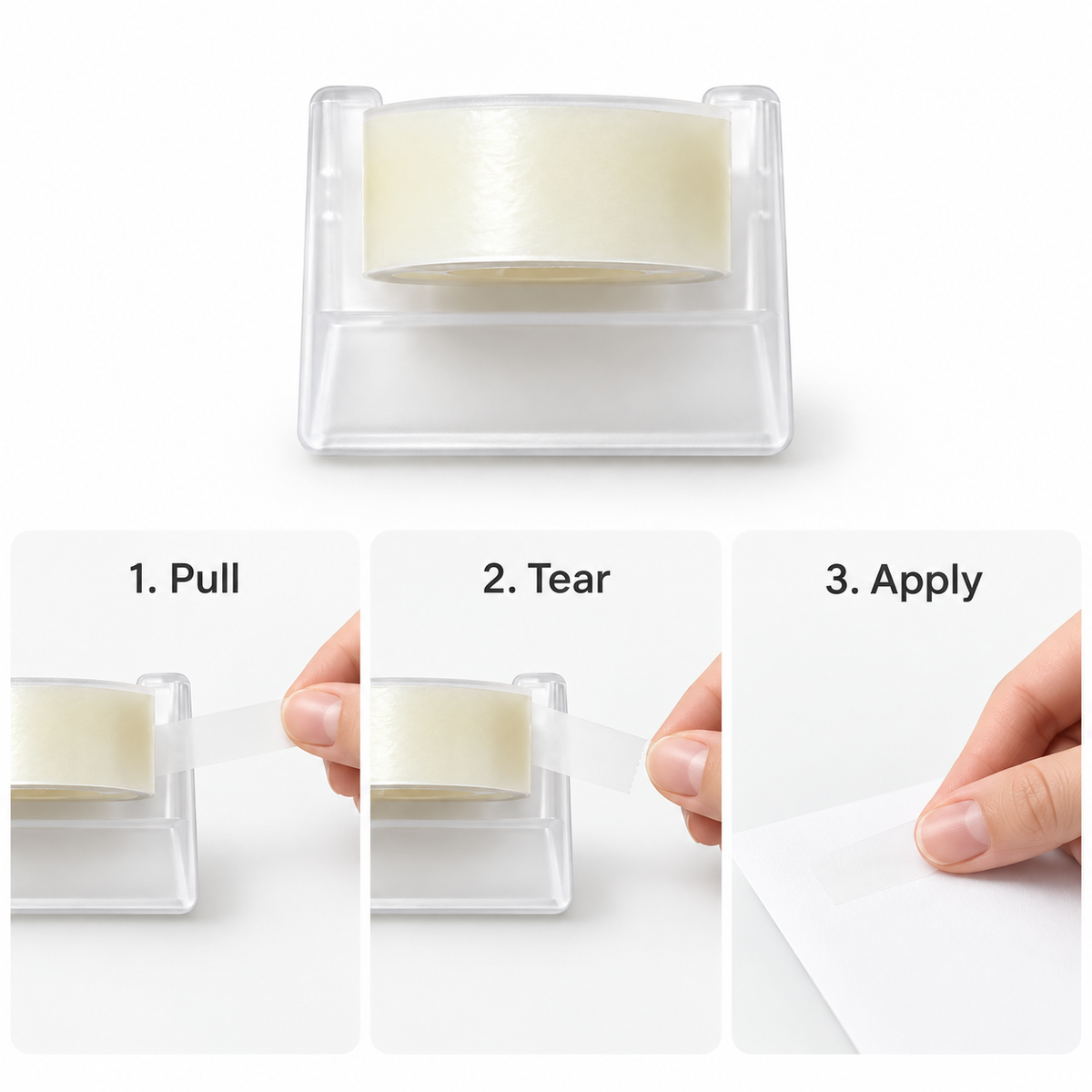 Ethanassociates Frosted Clear Desktop Tape Dispenser for Small Office Tape