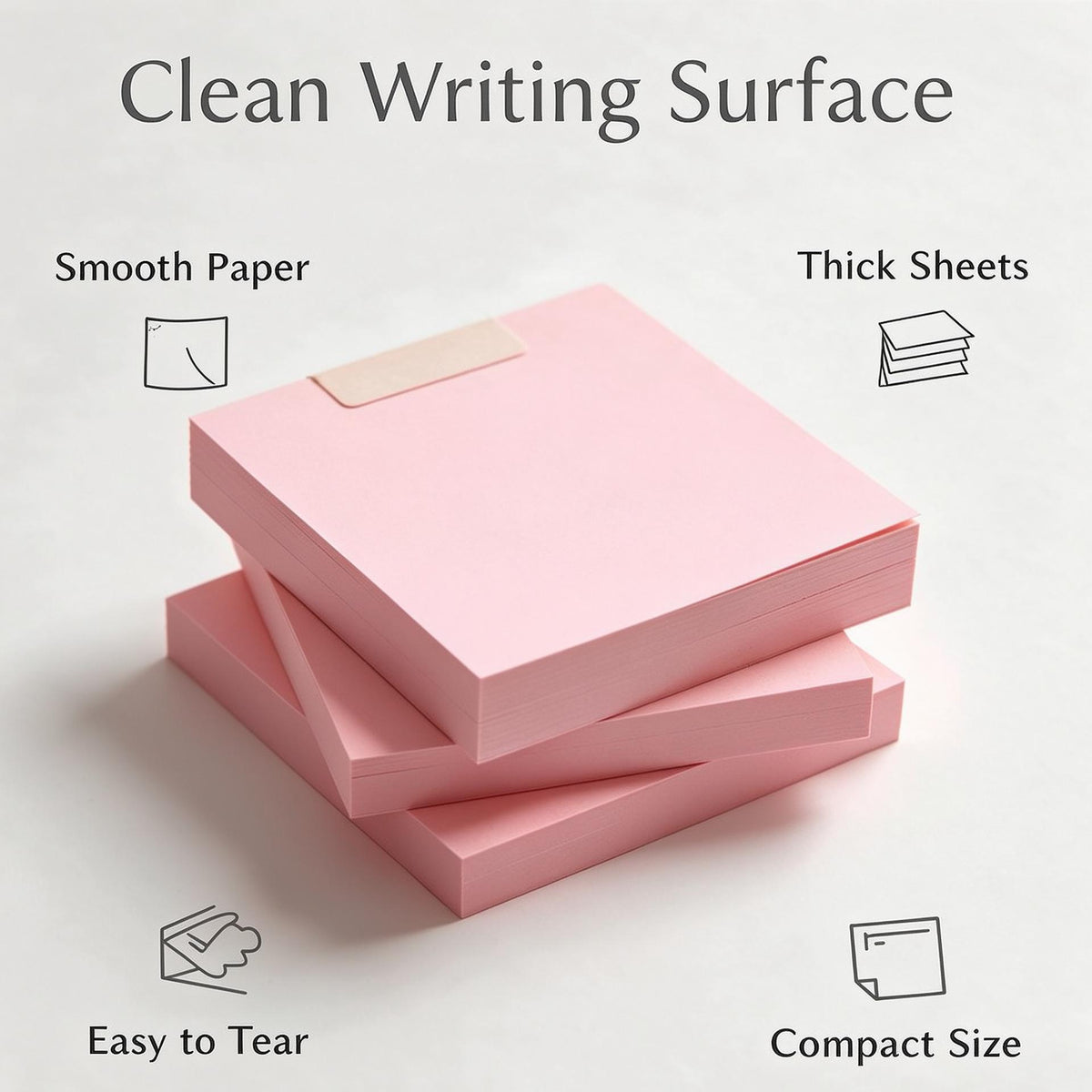 Ethanassociates Pink Square Self‑Sticky Notes for Office & School Supplies