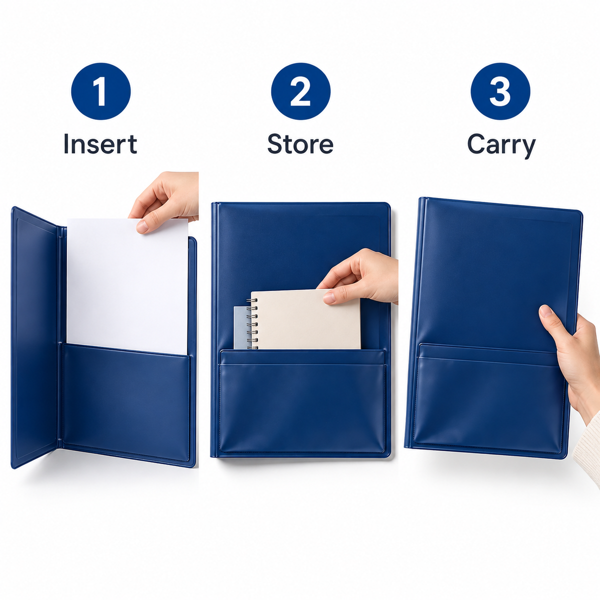 Ethanassociates Smooth Leather‑Like Pocket Folder, A4 Document Portfolio Folder