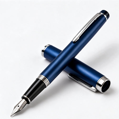 Ethanassociates Brushed Blue Metal Fountain Pen for Office Daily Writing
