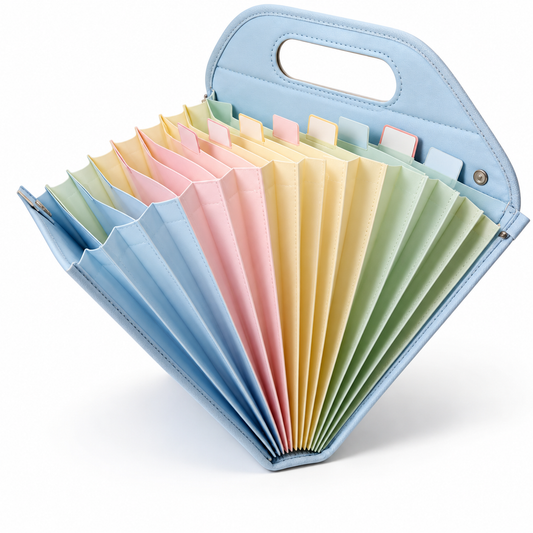Ethanassociates Portable Accordion File Folder, Multi‑Pocket Document Organizer with Handle