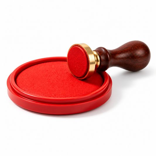Ethanassociates Wood‑Handle Decorative Stamp with Red Ink Pad Set